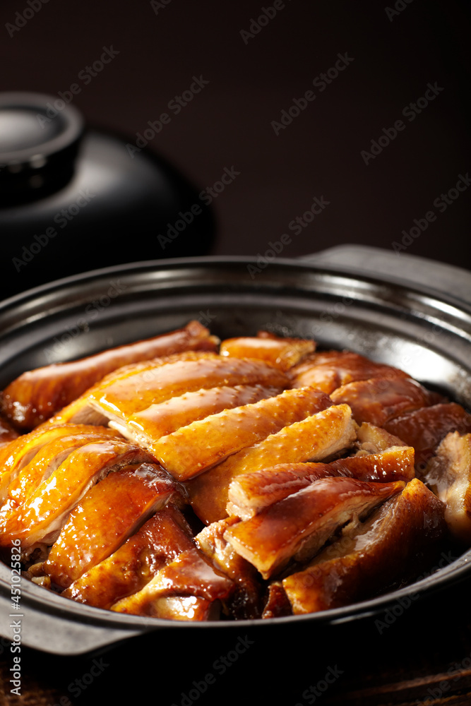 Delicious Chinese dishes, braised goose in clay pot Delicious Chinese dishes, braised goose in clay pot