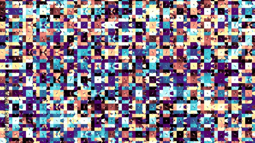 Abstract digital fractal pattern. Mosaic ornamental pattern. Image with aspect ratio 16 : 9