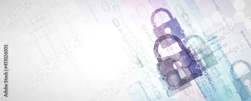 internet digital security technology concept for business background. Lock on circuit board