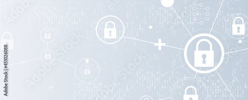 internet digital security technology concept for business background. Lock on circuit board