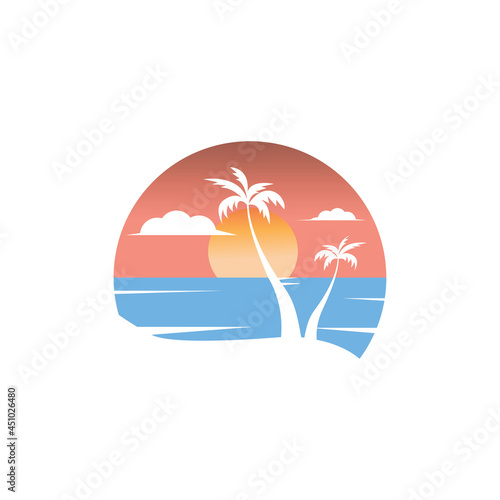 Fototapeta Naklejka Na Ścianę i Meble -  landscape illustration summer logo sea mountain pattern color design