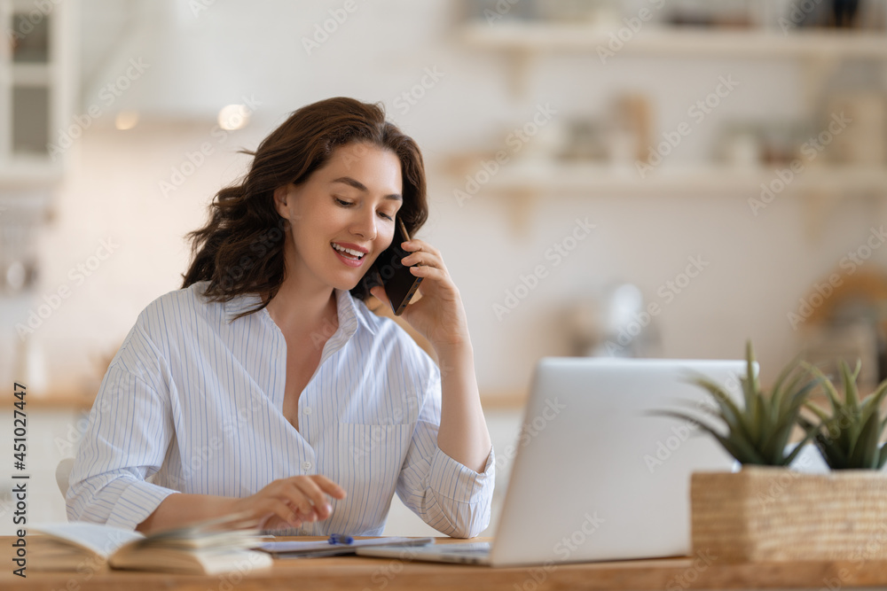 young woman working at home young woman working at home