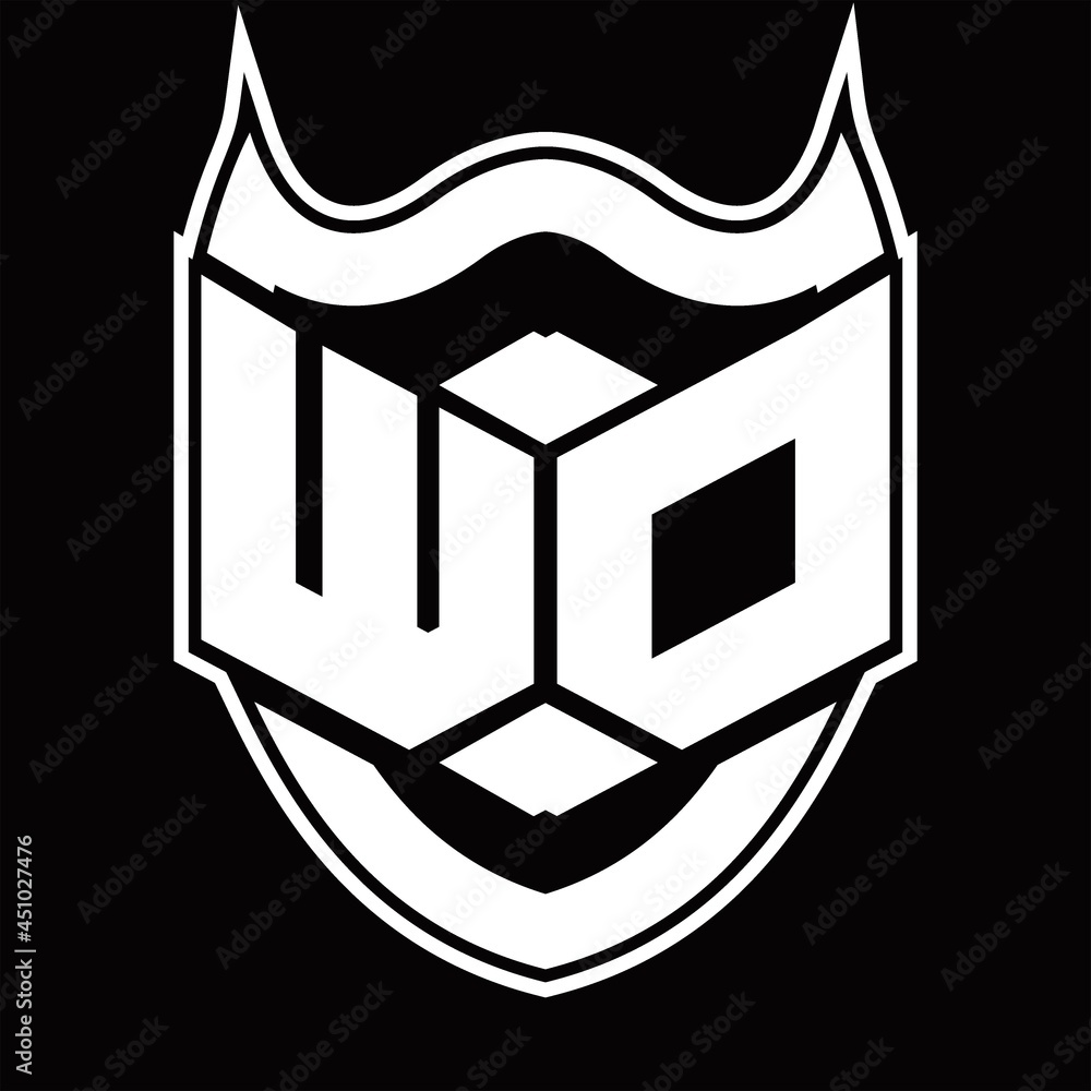 WD Logo monogram design isolated with shield shape design template WD Logo monogram design isolated with shield shape design template