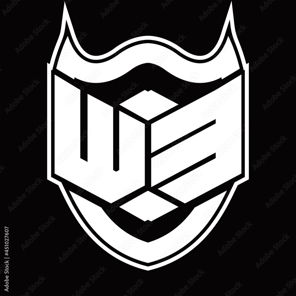 WE Logo monogram design isolated with shield shape design template WE Logo monogram design isolated with shield shape design template