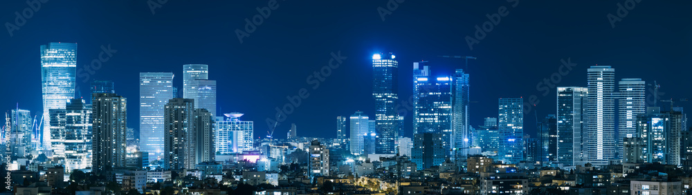 Tel Aviv Skyline At Night,  Tel Aviv Cityscape,  Israel