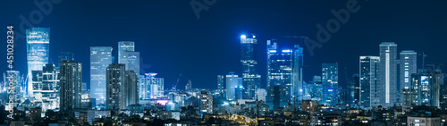 Tel Aviv Skyline At Night, Tel Aviv Cityscape, Israel