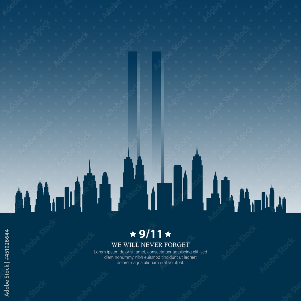 Patriot day USA.We will never forget. September 11 - obrazy, fototapety, plakaty 