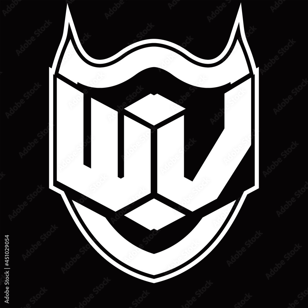 WV Logo monogram design isolated with shield shape design template WV Logo monogram design isolated with shield shape design template