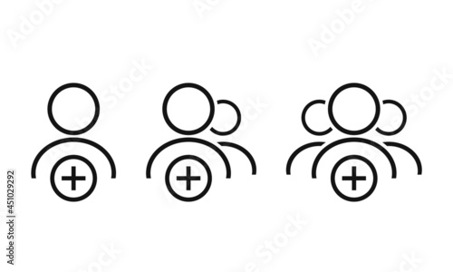 Add user icon. New profile account. Add new friend. Create group team symbol. Illustration vector