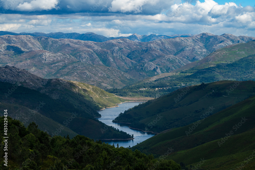 Scenic view of the Alto Lindoso reservoir, at the Peneda Geres National Park, in Portugal Scenic view of the Alto Lindoso reservoir, at the Peneda Geres National Park, in Portugal