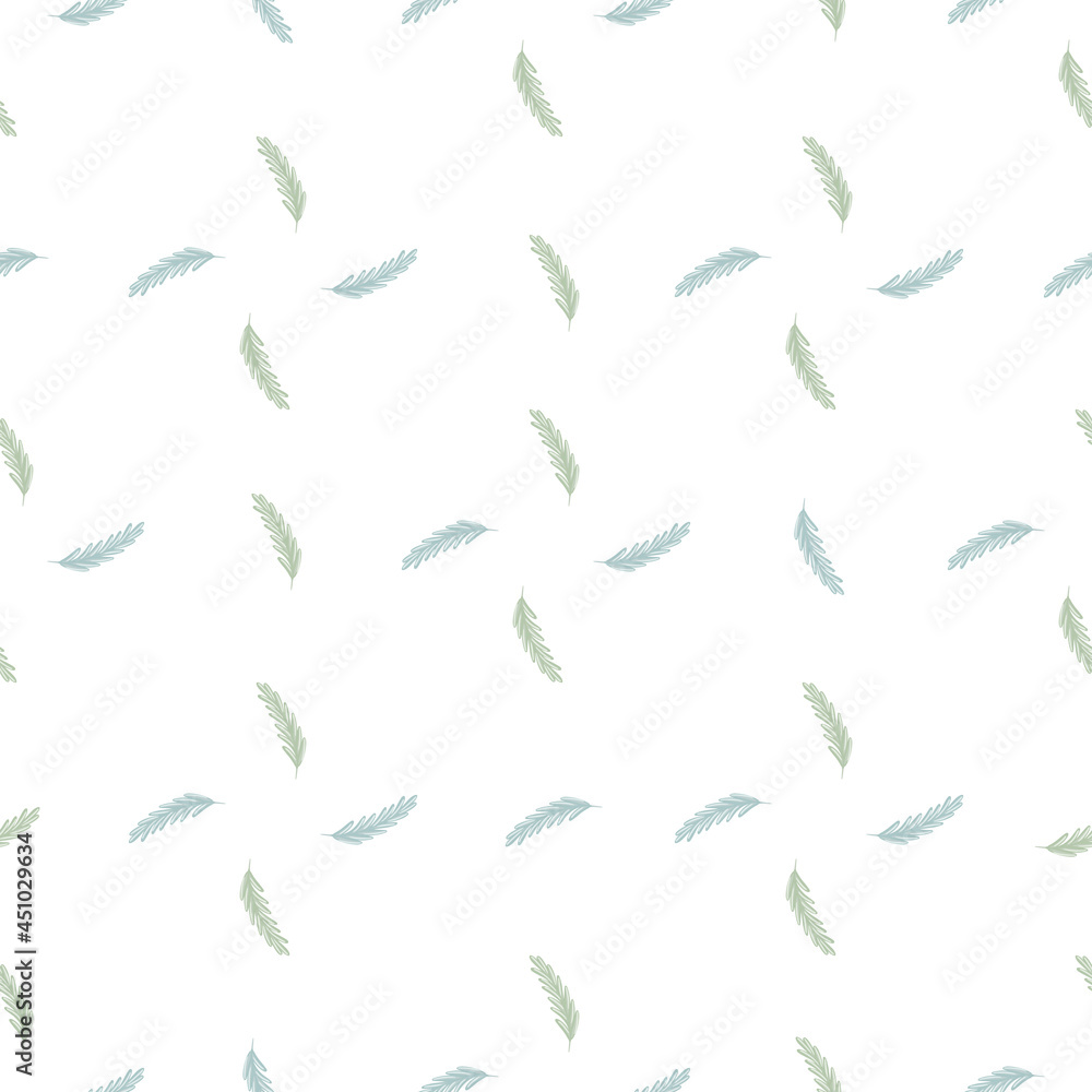 Isolated seamless nature pattern in geometric style with blue ear of wheat ornament. White background. Isolated seamless nature pattern in geometric style with blue ear of wheat ornament. White background.