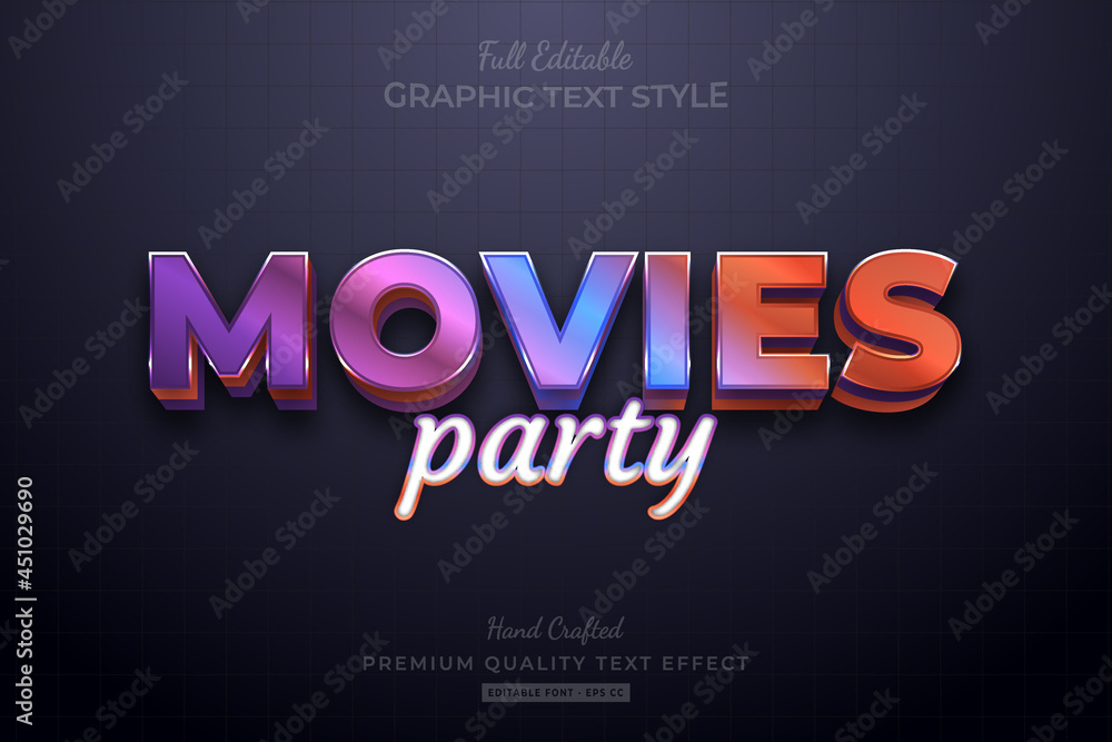 Movies Party Gradient Editable Premium Text Effect Font Style Movies Party Gradient Editable Premium Text Effect Font Style
