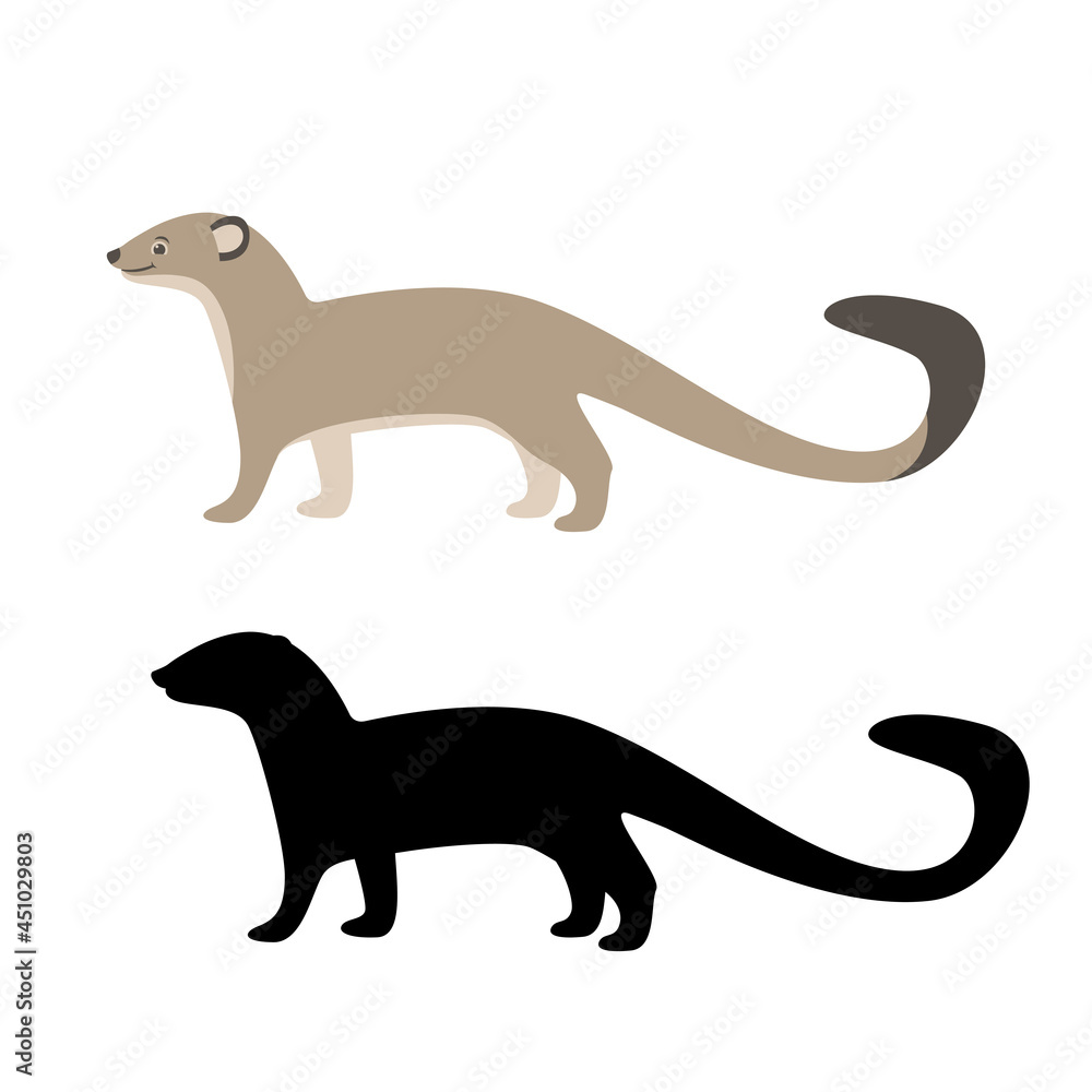 mongoose  flat style, black silhouette, vector illustration