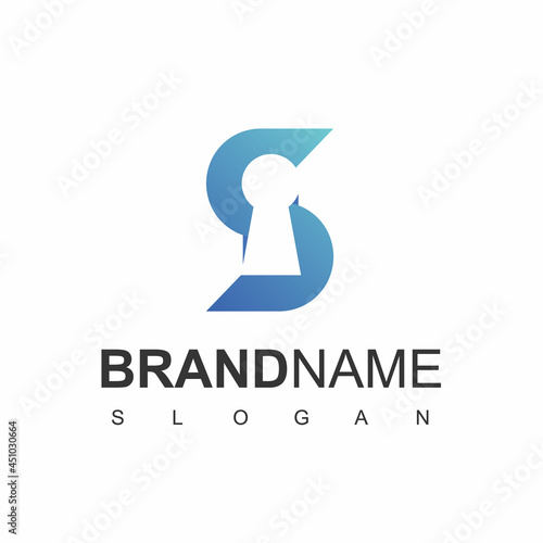 Letter S, Secure Logo Template With Keyhole Symbol