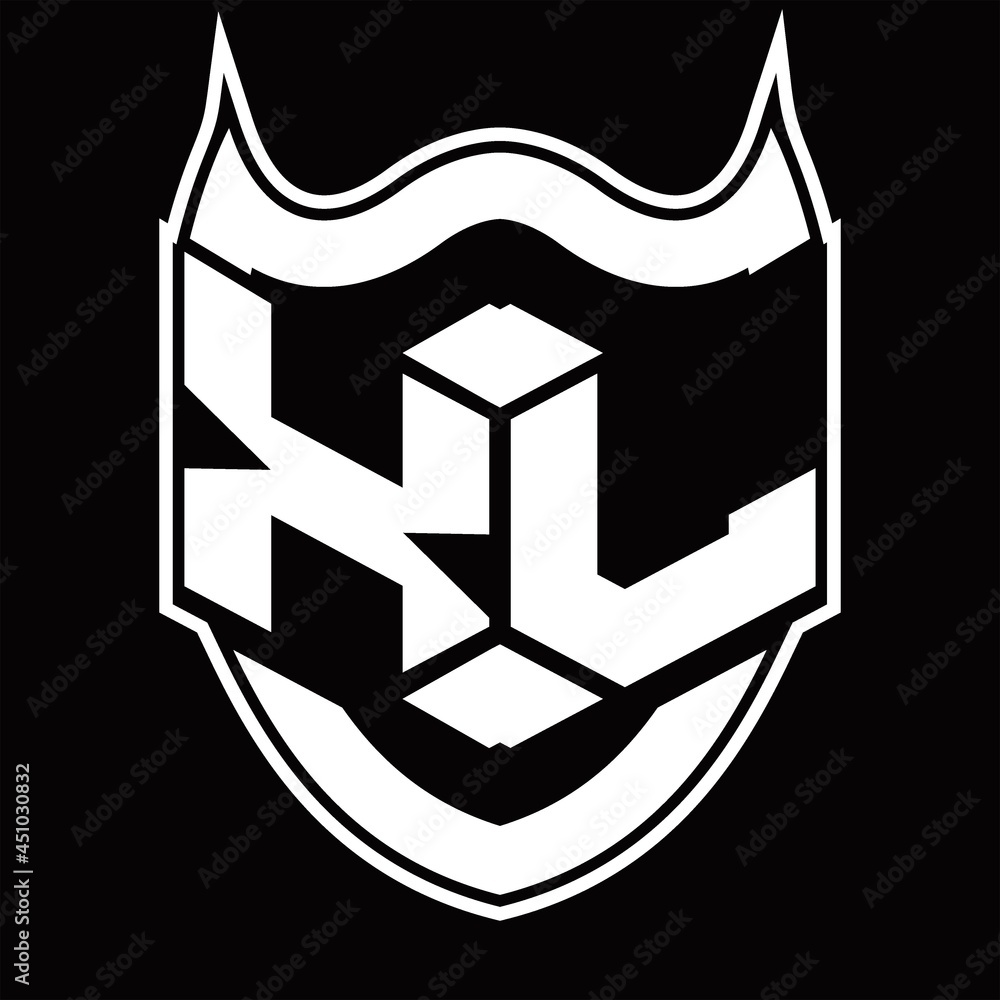 XL Logo monogram design isolated with shield shape design template XL Logo monogram design isolated with shield shape design template