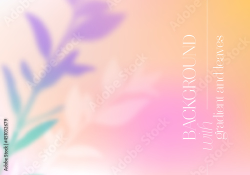 Vector Pastel Colored Background with Shadows of Tree Branch Leaves