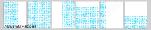Set of vector cover notebook design. Abstract blue minimal triangles halftone template design for notebook paper, copybook brochures, book, magazine. Planner and diary cover for print