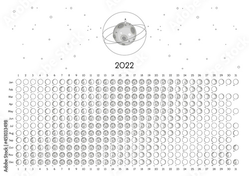 Moon Calendar 2022 Southern Hemisphere White