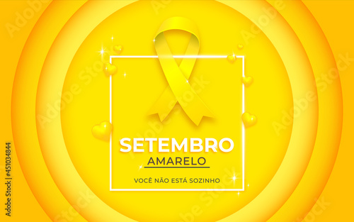 setembro amarelo suicide prevention background, awareness month Setembro Amarelo vector.,Yellow awareness ribbon photo