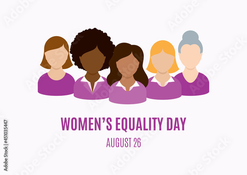 Women’s Equality Day vector. Group of multi-ethnic women vector. Multicultural women faces icon set vector. Women avatar head icons