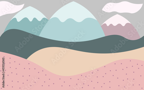 Multi-colored hills and mountains in cartoon children's style. Vector illustration