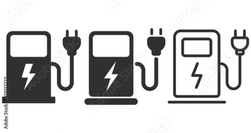 Charging station for electric car icon. Vector illustration.