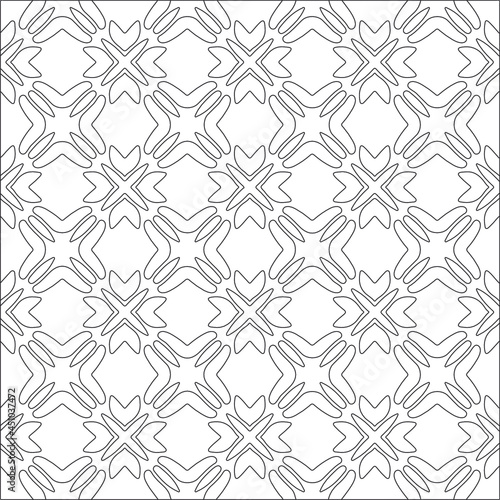 Vector pattern with symmetrical elements . Repeating geometric tiles from striped elements. black patterns.