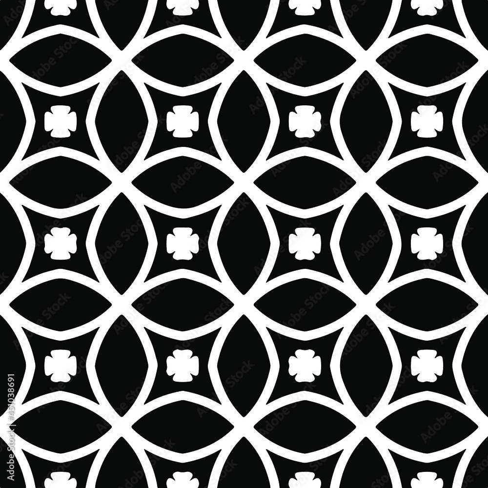 Fototapeta premium Seamless vector pattern in geometric ornamental style. Black and white pattern.