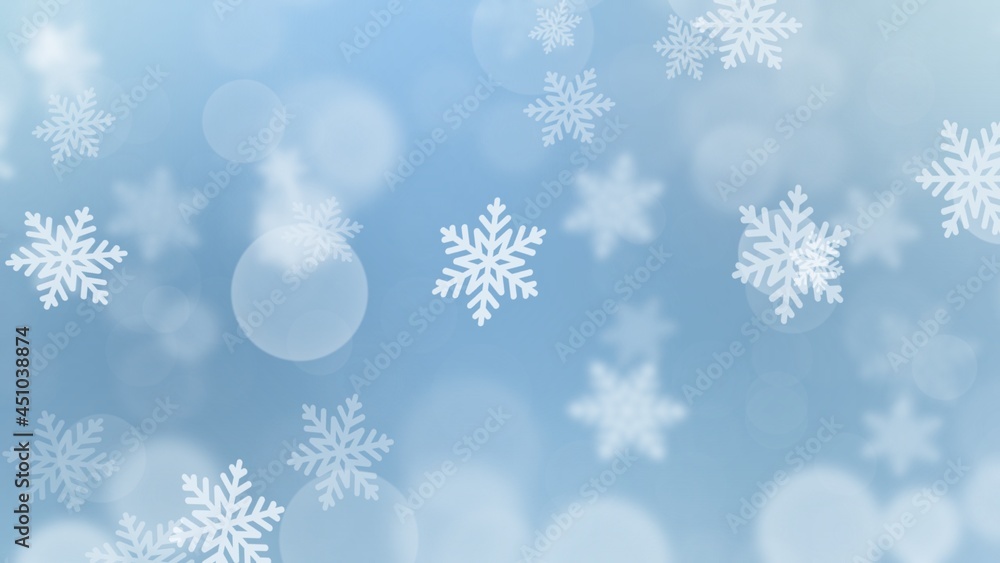 Abstract christmas background with snowflake and light bokeh on blue background , wallpaper illustration