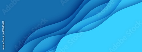 Blue abstract background in paper cut style. Layers of paper wavy water for World Oceans Day 8 June. Vector Earth posters template, ecology brochures, presentations, invitations with place for text.