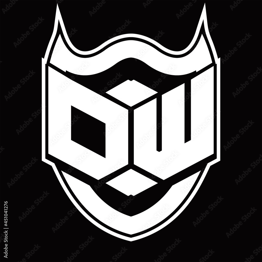 DW Logo monogram design isolated with shield shape design template DW Logo monogram design isolated with shield shape design template
