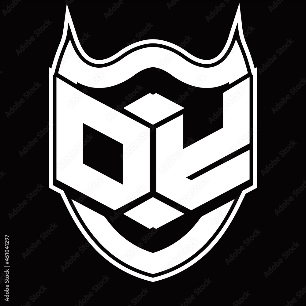 DY Logo monogram design isolated with shield shape design template DY Logo monogram design isolated with shield shape design template