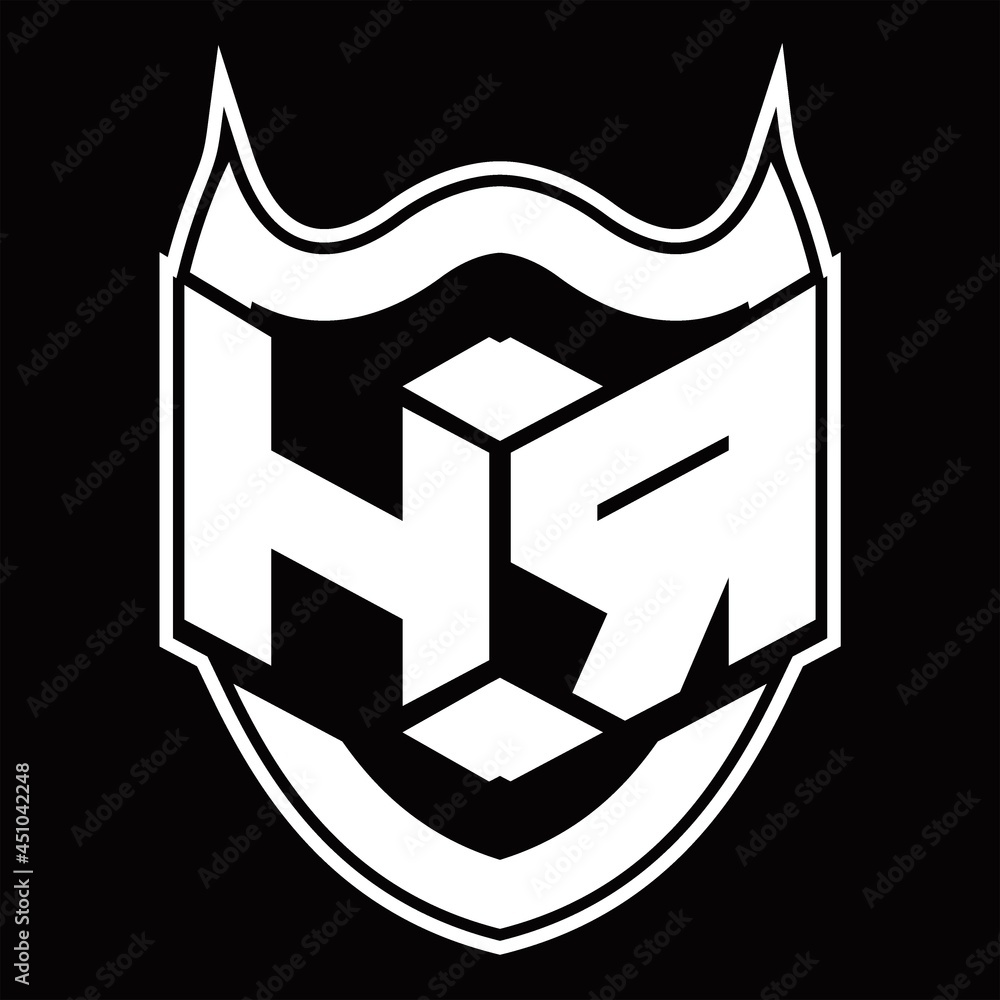 HR Logo monogram design isolated with shield shape design template HR Logo monogram design isolated with shield shape design template