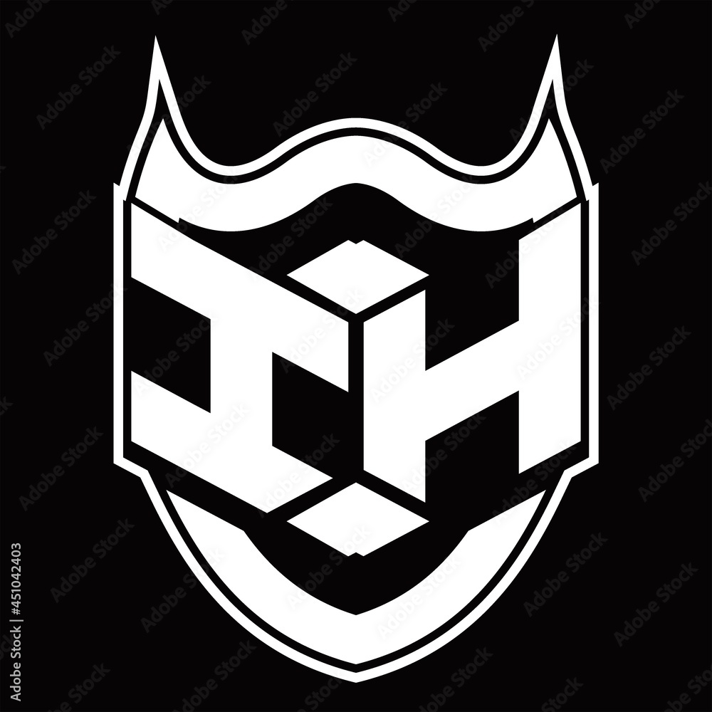 IH Logo monogram design isolated with shield shape design template IH Logo monogram design isolated with shield shape design template