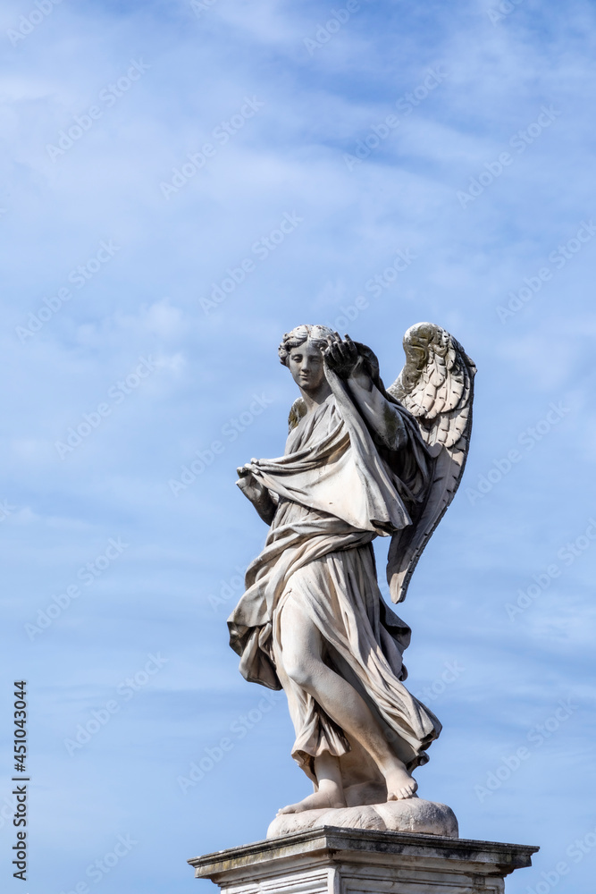 Obraz premium statue at Aelian bridge also known unter name bridge of the holy angels which lead to the castel sant' Angelo, the castle of the holy angel