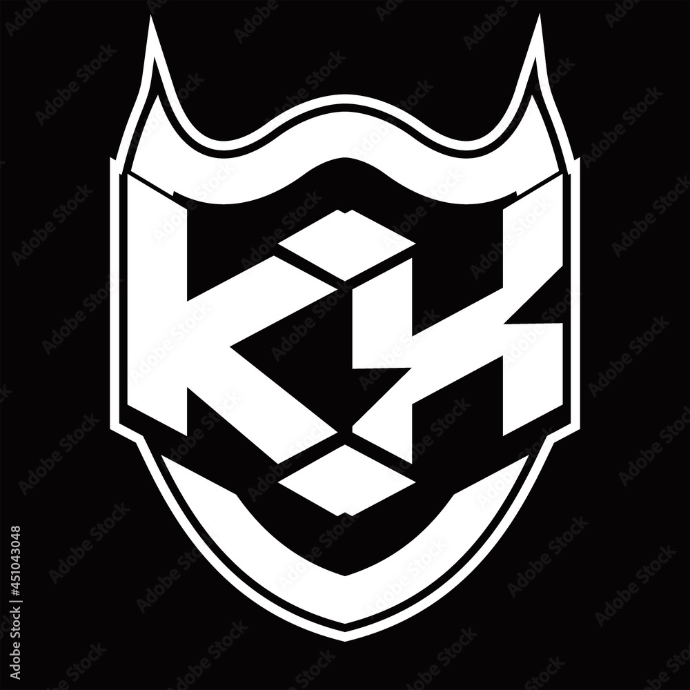 KX Logo monogram design isolated with shield shape design template KX Logo monogram design isolated with shield shape design template