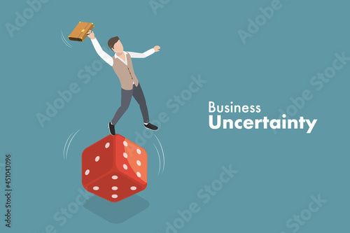 3D Isometric Flat Vector Conceptual Illustration of Business Uncertainty, Financial Instability and Economic Collapse Risk