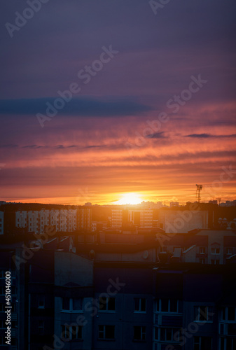 Sunset at city of Europe