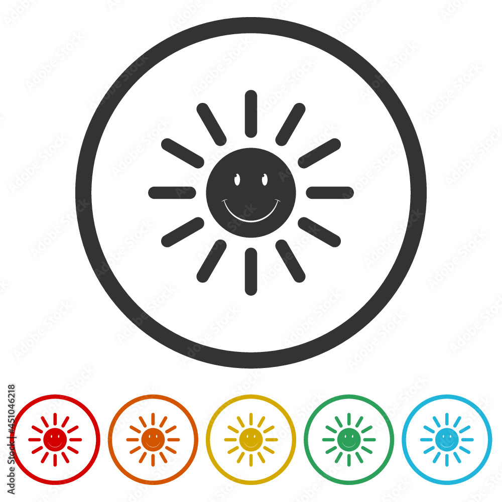 Sun with happy face expression ring icon Sun with happy face expression ring icon