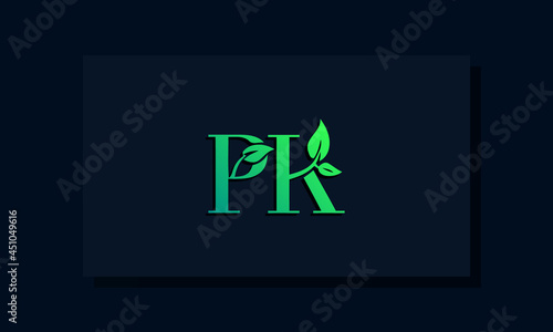 Minimal leaf style Initial PK logo