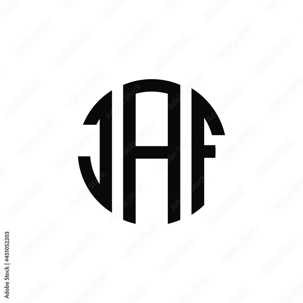 JAF letter logo design. JAF modern letter logo with black background ...