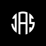JAS letter logo design. JAS modern letter logo with black background. JAS creative  letter logo. simple and modern letter JAS logo template, JAS circle letter logo design with circle shape. JAS 