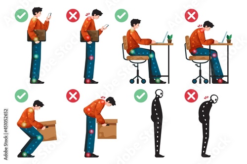 Flat Posture Correction Infographics