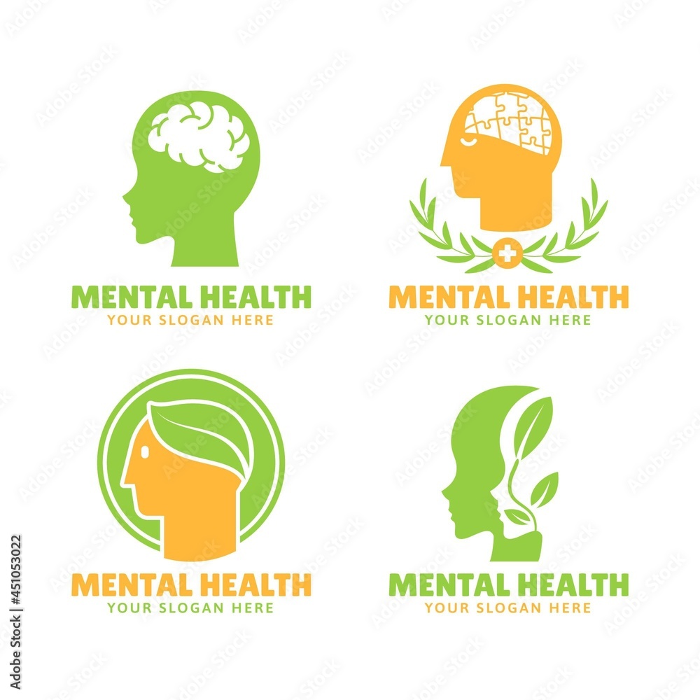 Flat Mental Health Logos Set