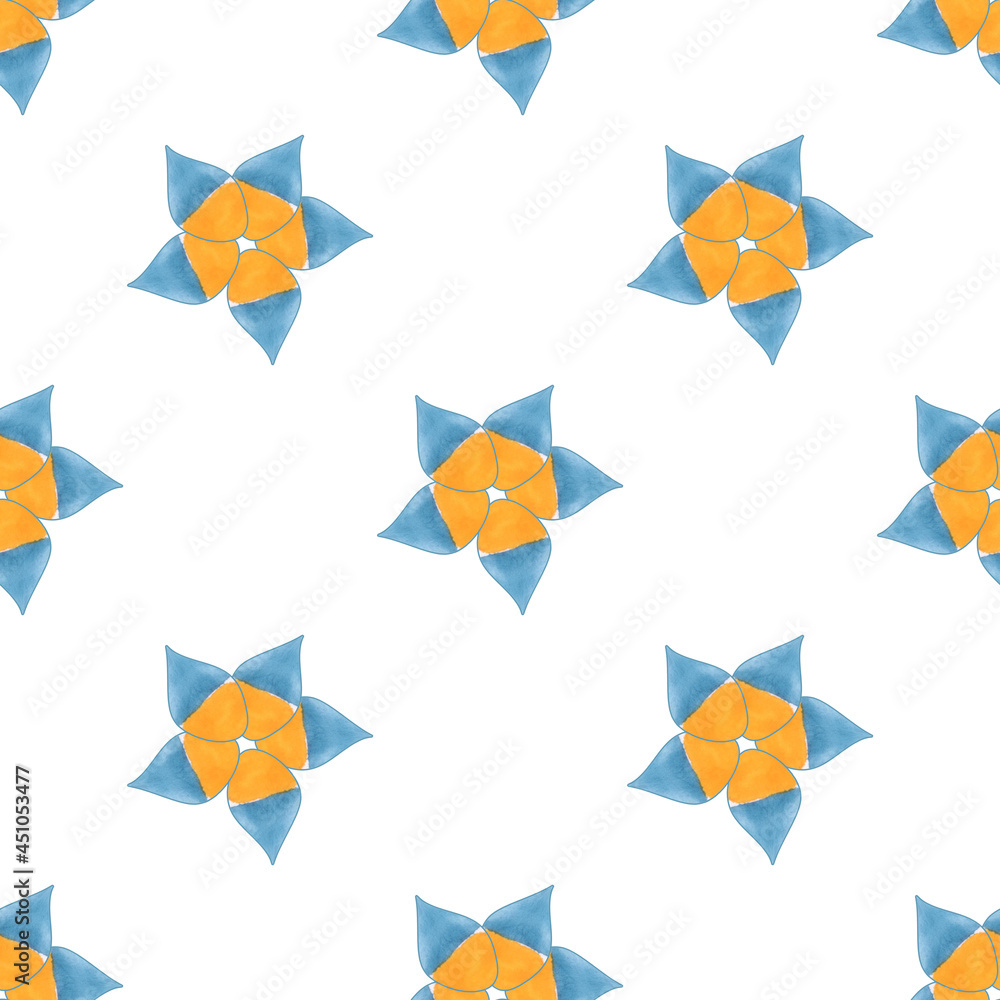 Flowers from watercolor elements are made up in a seamless pattern Flowers from watercolor elements are made up in a seamless pattern