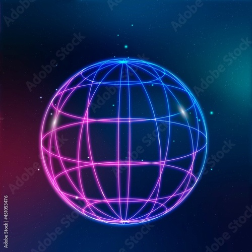 Global Network Technology Icon Neon Gradient Background