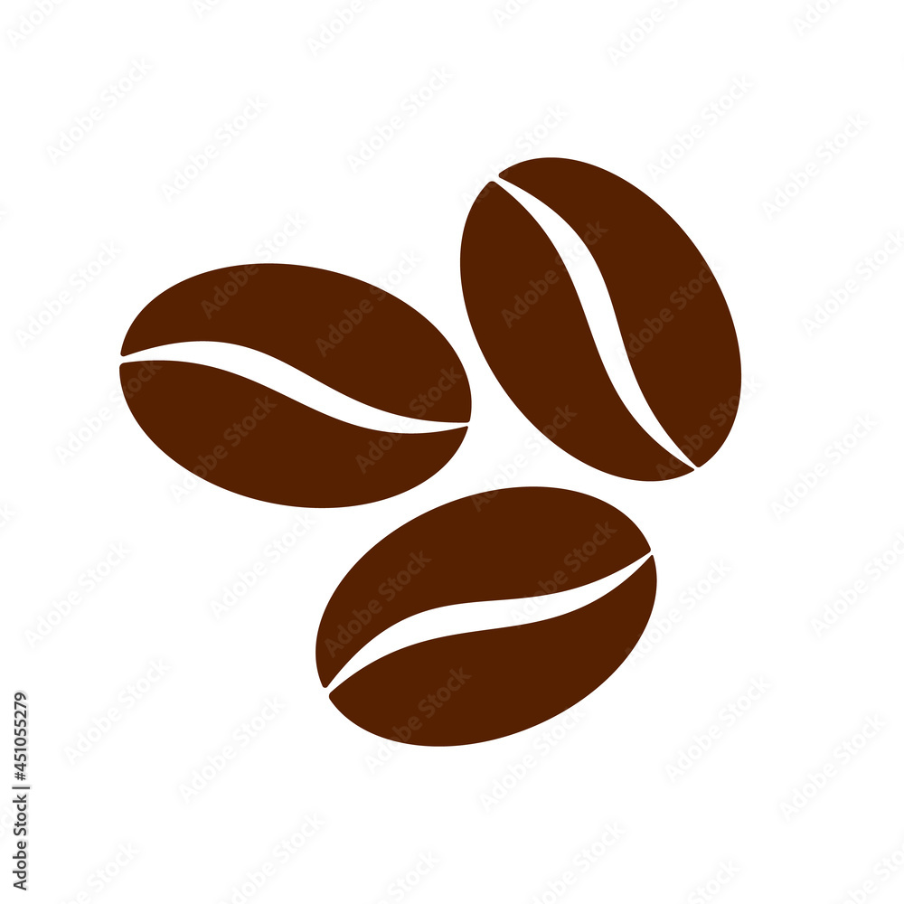 Coffee beans, vector icon isolated on white. Coffee beans, vector icon isolated on white.