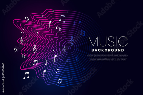 Music Background With Sound Wave Notes