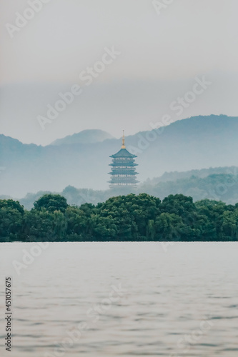 chinese temple in the fog
