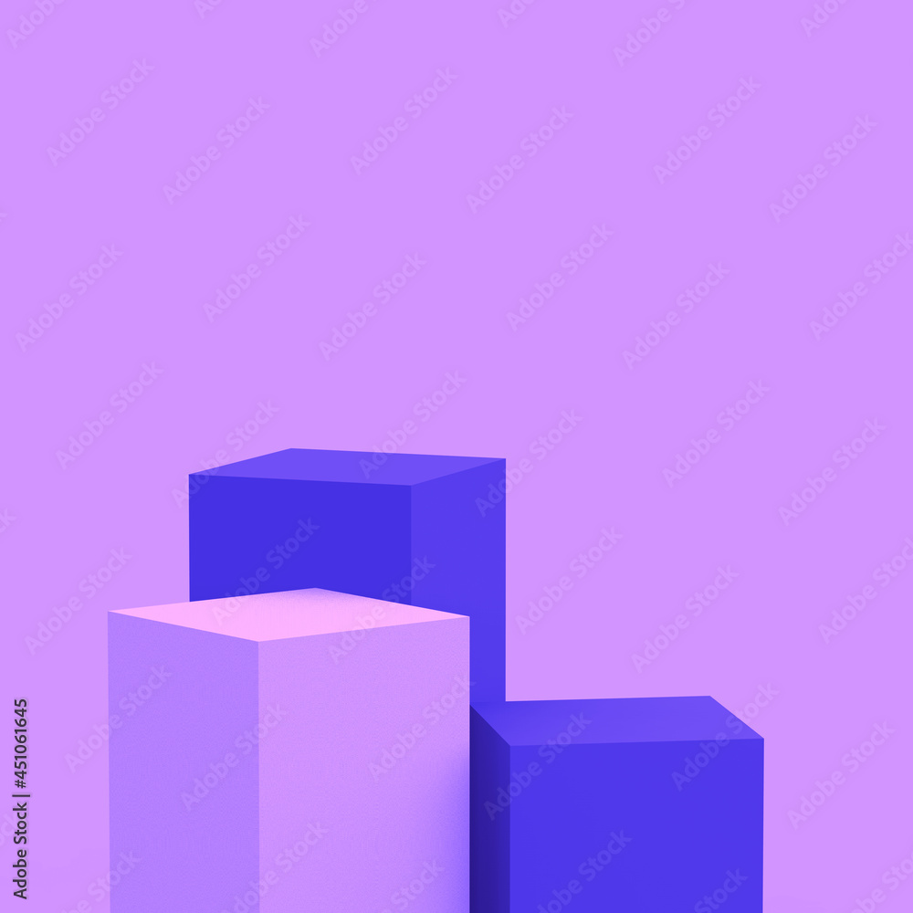 Abstract 3d purple violet and white cubes square podium minimal studio background. Abstract 3d purple violet and white cubes square podium minimal studio background.